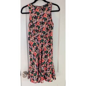J. Crew Mercantile Floral Neon Ruffle Hem Mini Dress Sz 2